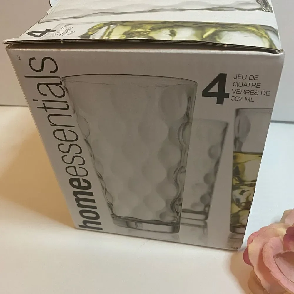 🌸Home Essentials Set of four  17oz cooler glasses